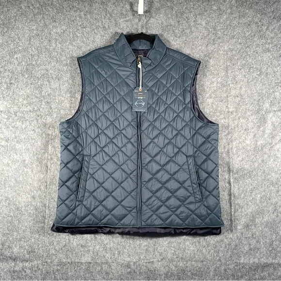 Original Waterproof Vintage Since 1948 Men Navy Blue Vest Puffer Jacket Size XXL - Picture 2 of 6